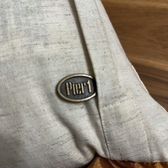 Vintage Pier1 Floral Cotton Linen Throw Pillow 24x13 Bohemian Accent Home Decor - Picture 10 of 11